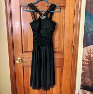 Black Knee-length Evening Dress